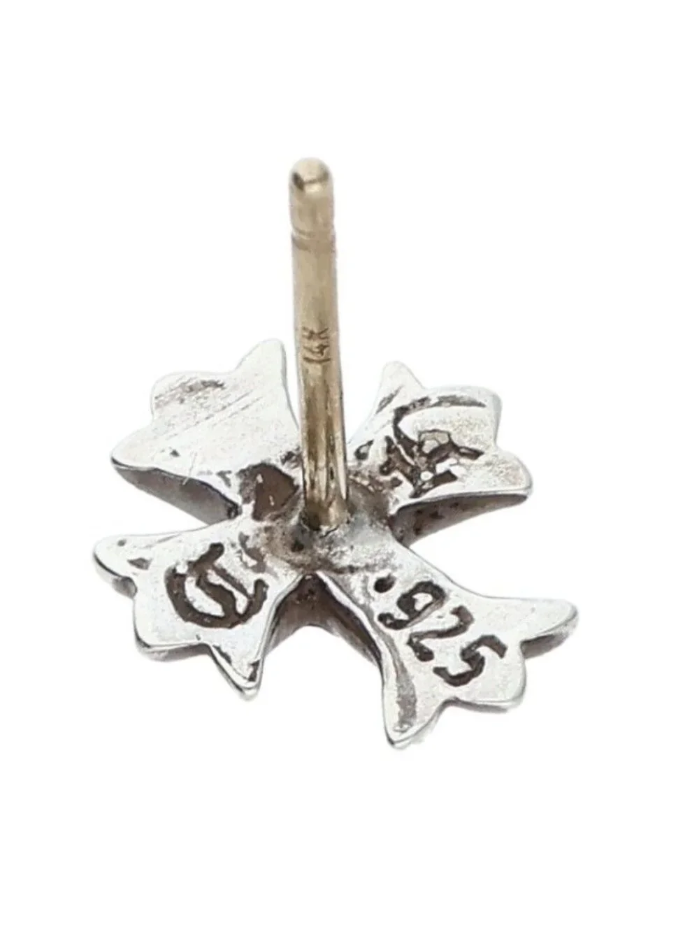 Chrome Hearts No2 CH Crs Dia CH Cross Stud Silver Earrings